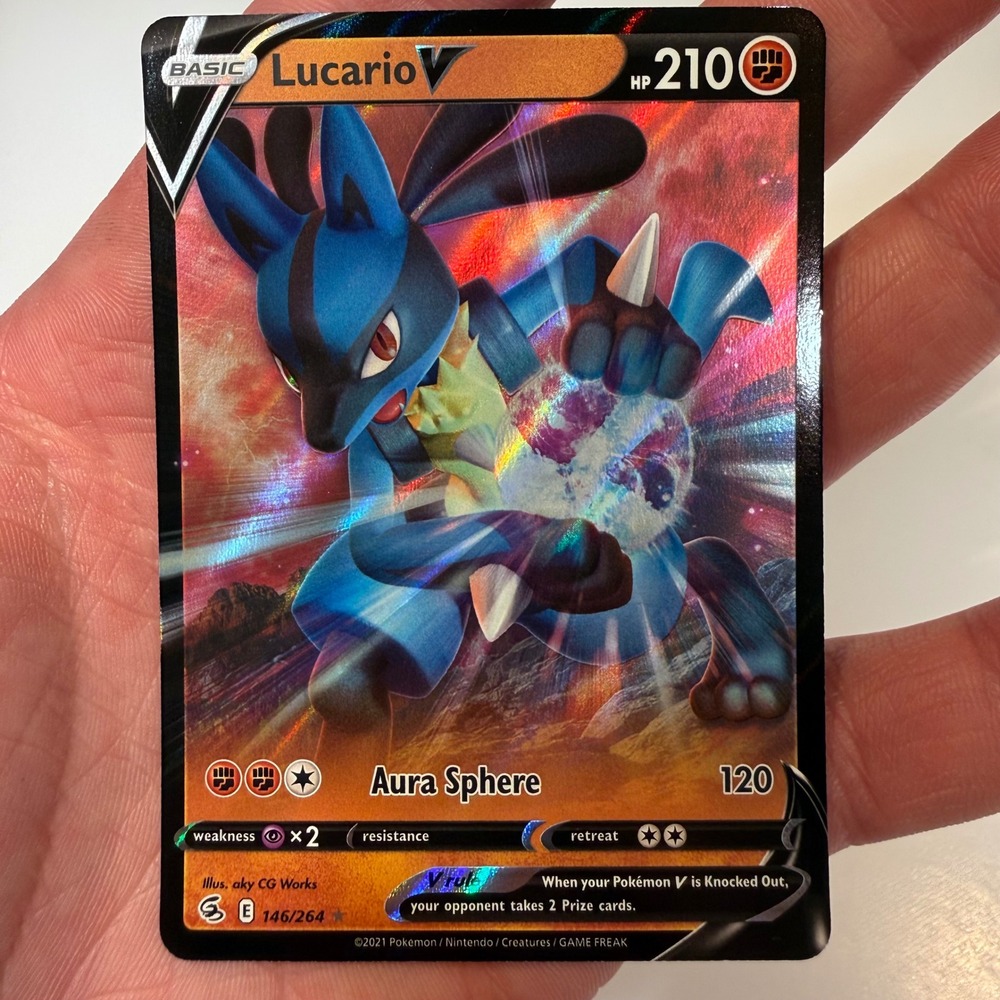 Pokemon TCG Lucario V 146/264‎ Fusion Strike Ultra Rare Holo Full Art NM